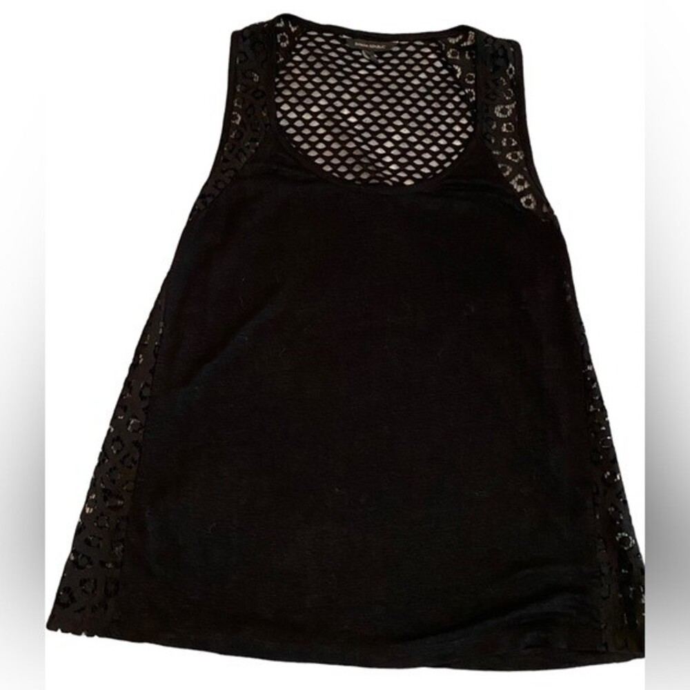 Banana Republic black lace & mesh tank top, swimsuit cover up beach wear small